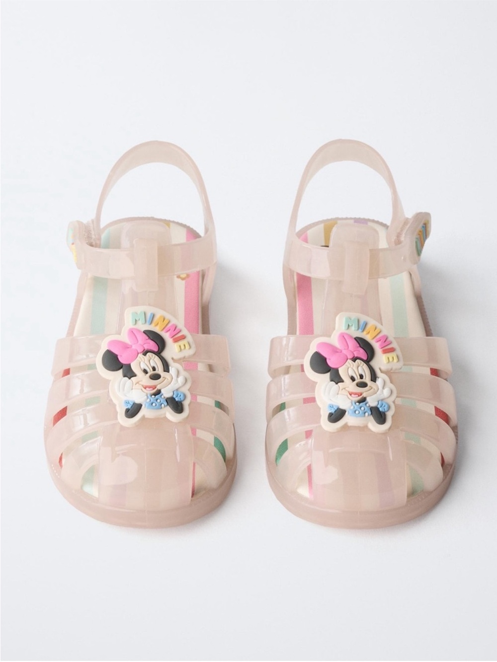 Disney x Zara Minnie Mouse fisherman sandals Rubber soles Adhesive strap closure